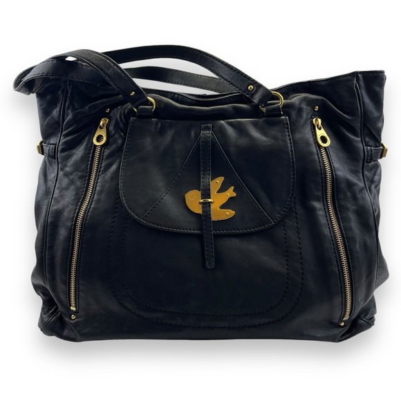 Marc By Marc Jacobs Handbags - Marc By Marc Jacobs RARE Petal To The Metal Black Leather Gold Bird Tote Purse